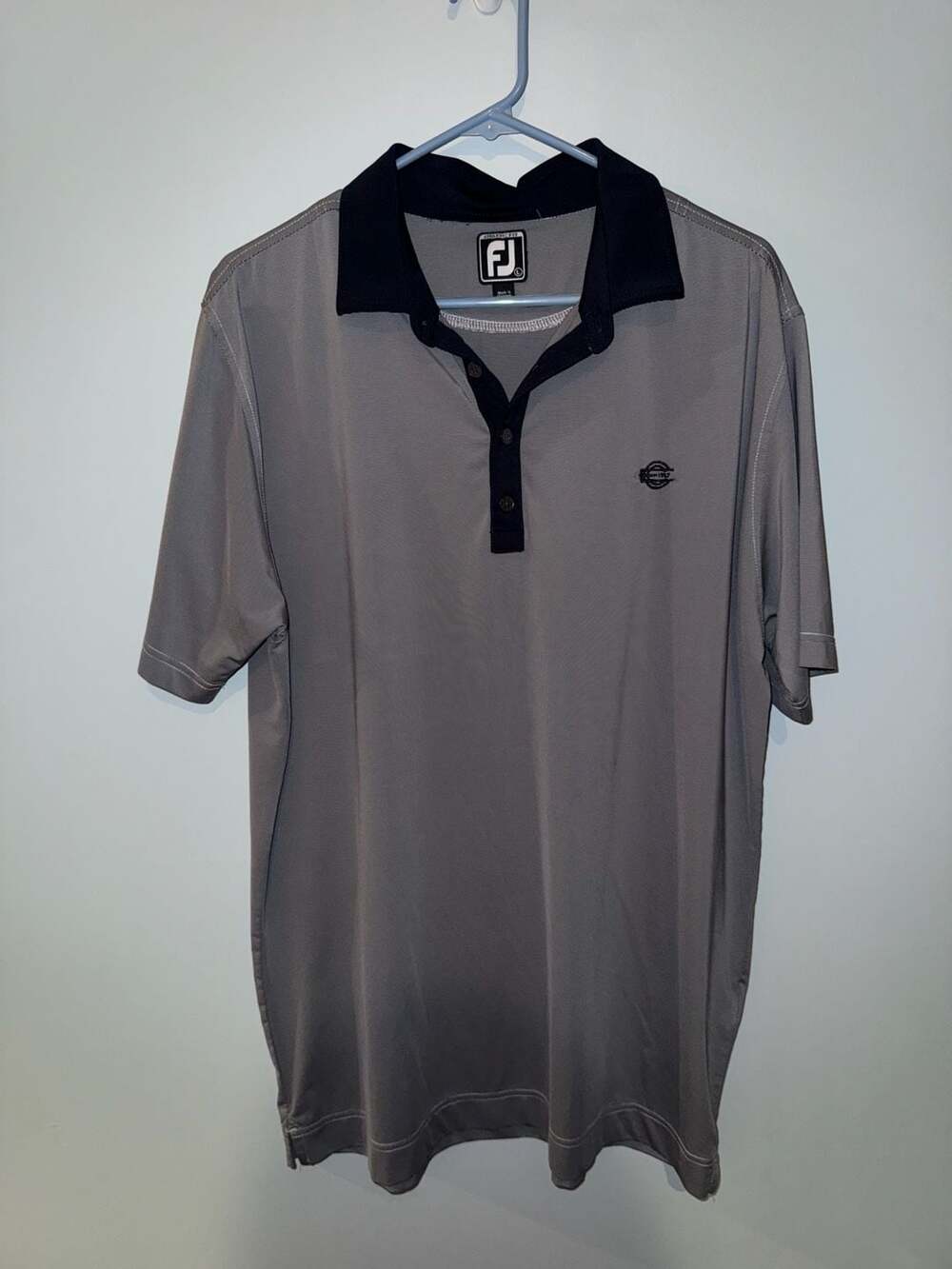 FootJoy FJ Athletic Fit Golf Polo Shirt Gray Navy Men's Size Large